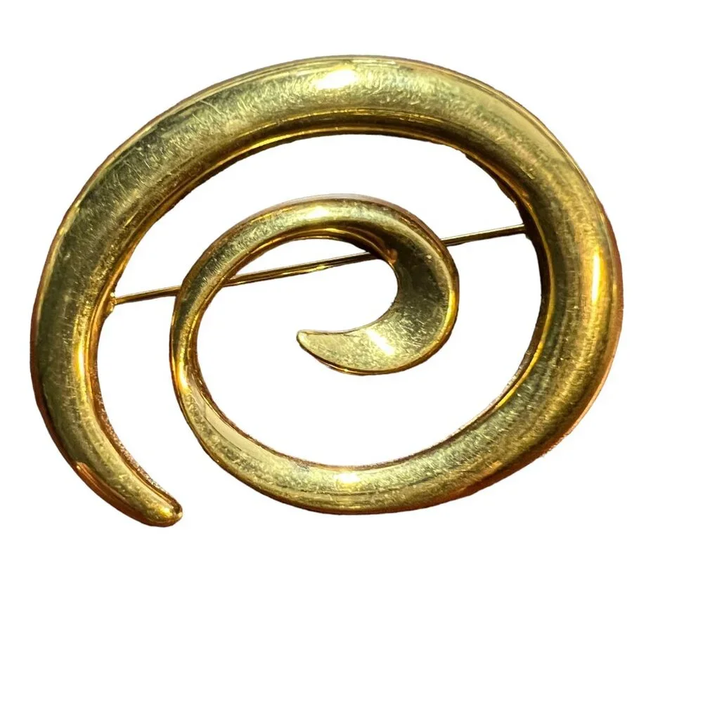 Napier Brooch Swirl‎ Circle Goldtone Vintage Swirl Pin